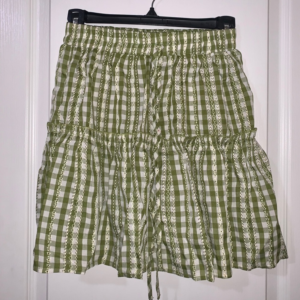 Gingham green skirt